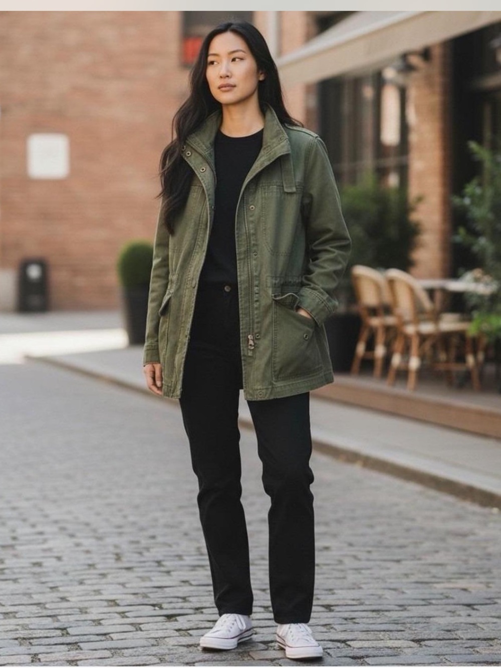 Madewell Military Dispatch Jacket olive green utility zip button drawstring- S